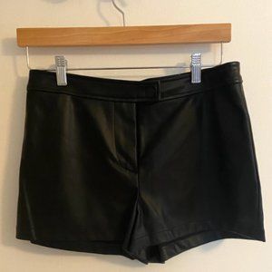 NWT UO black faux leather shorts L